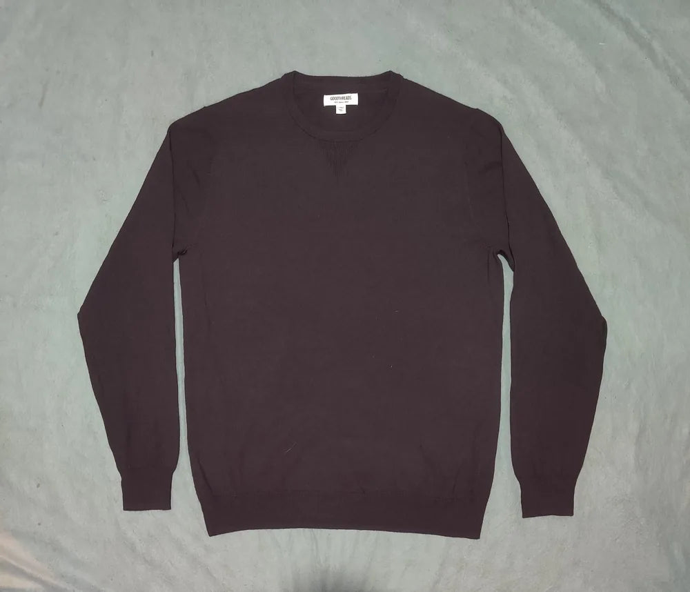 Goodthreads Men Merino Wool Black Maroon Sweater L