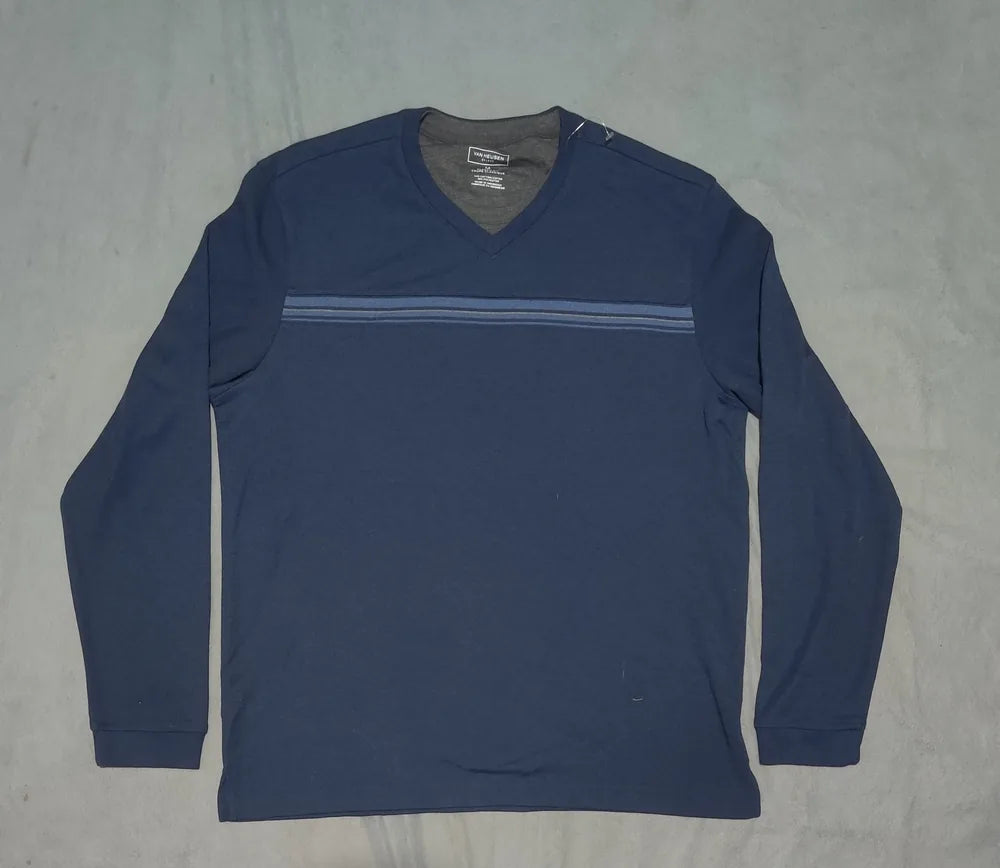 Van Heusen Men Polyester Navy Brown Sweater M