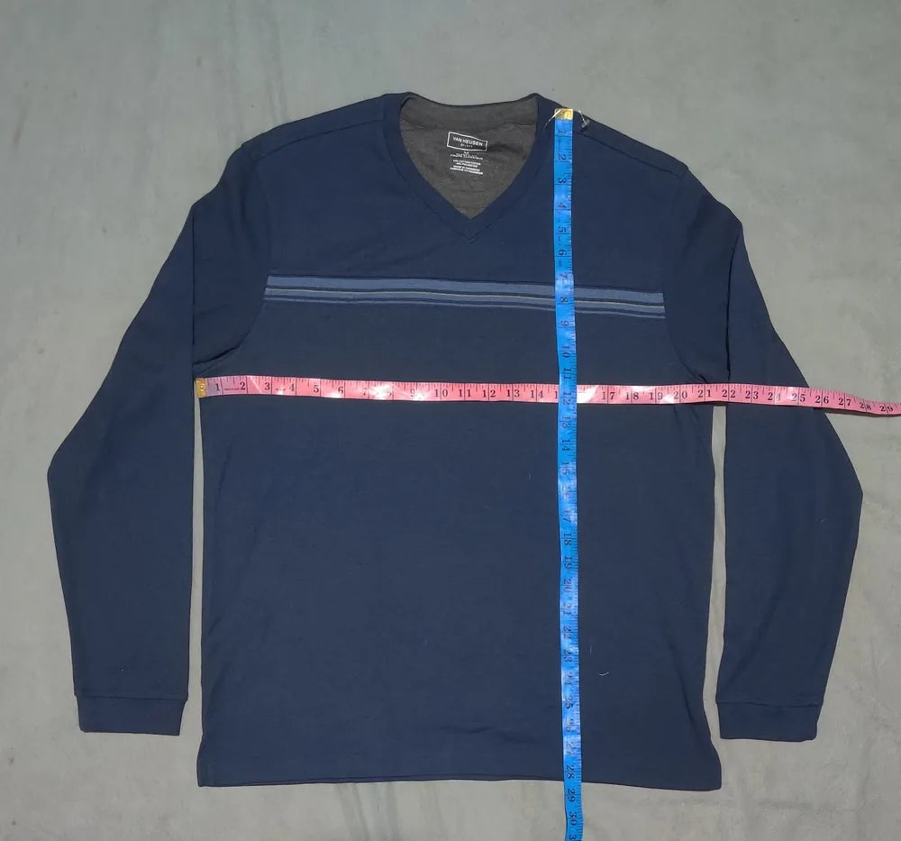 Van Heusen Men Polyester Navy Brown Sweater M