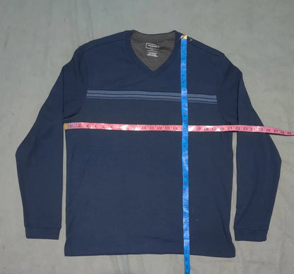 Van Heusen Men Polyester Navy Brown Sweater M