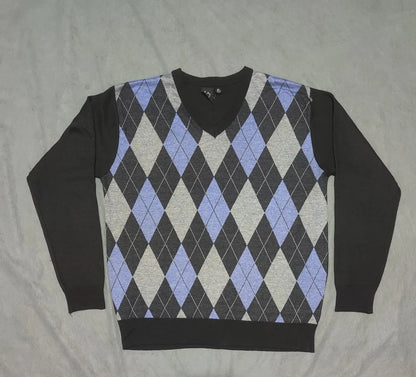Burnside Men Polyester Black Gray Sweater 2XL