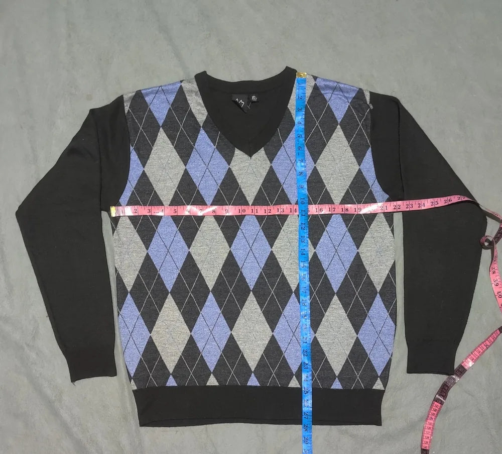 Burnside Men Polyester Black Gray Sweater 2XL