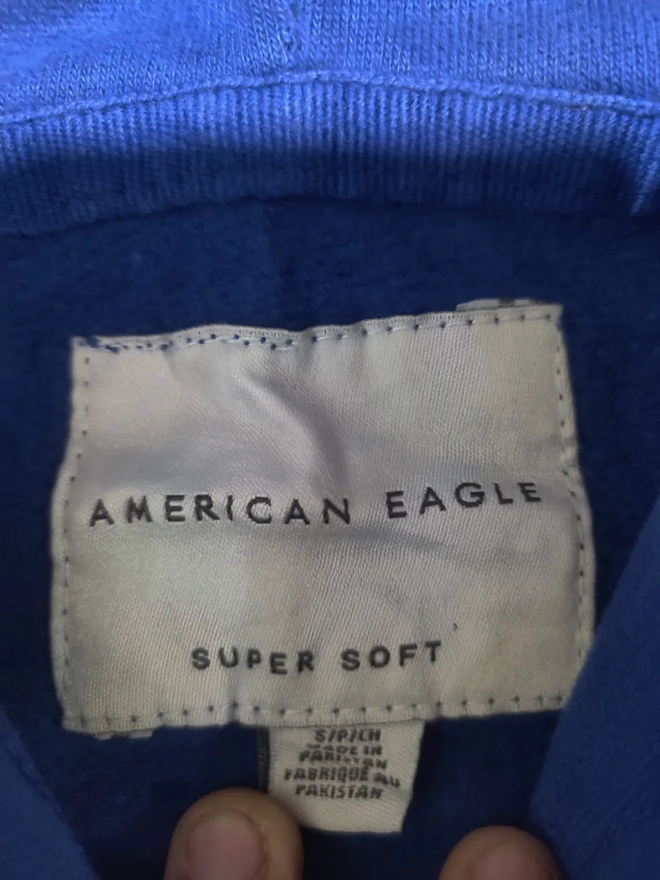 American Eagle Men Cotton Blue Purple Hoodie S