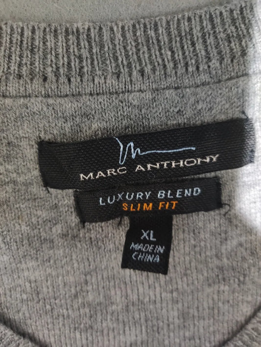 Marc Anthony Men Cotton Gray Sweater XL