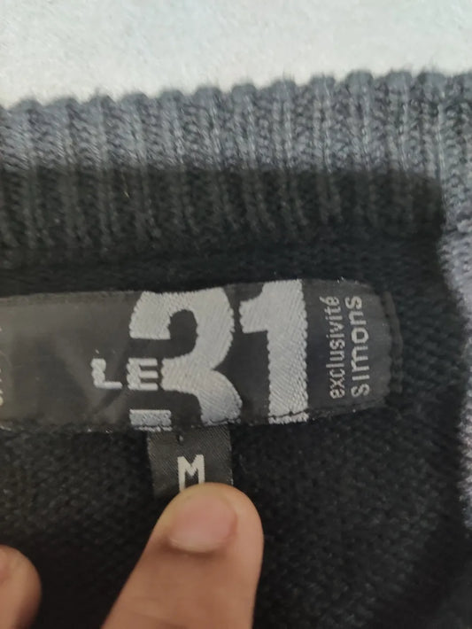 Le 31 Men Cotton Black Sweater M
