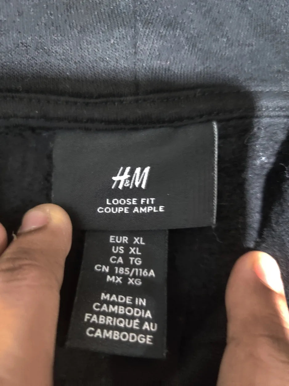 H&M Men Cotton Black Hoodie XL