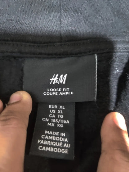 H&M Men Cotton Black Hoodie XL
