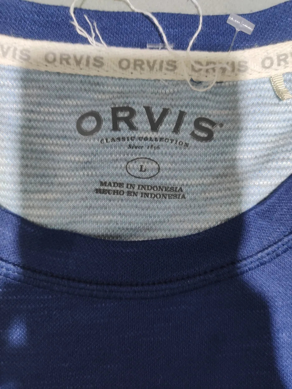 Orvis Men Polyester Navy Brown Sweatshirt L