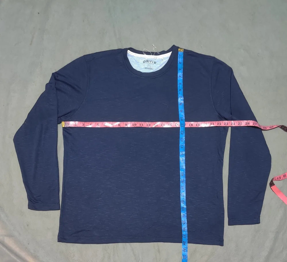 Orvis Men Polyester Navy Brown Sweatshirt L