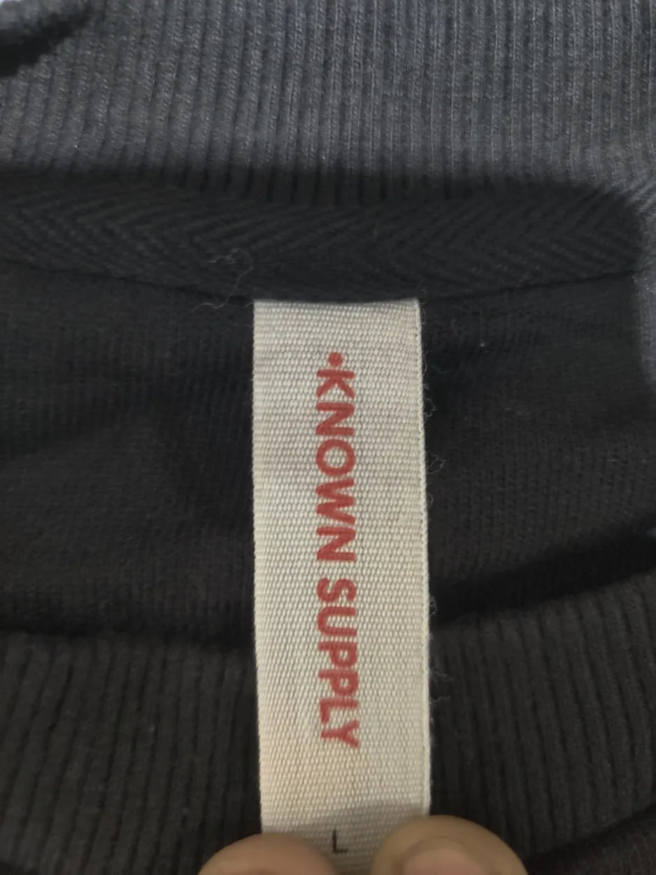 Known Supply Men Cotton Black Sweatshirt L