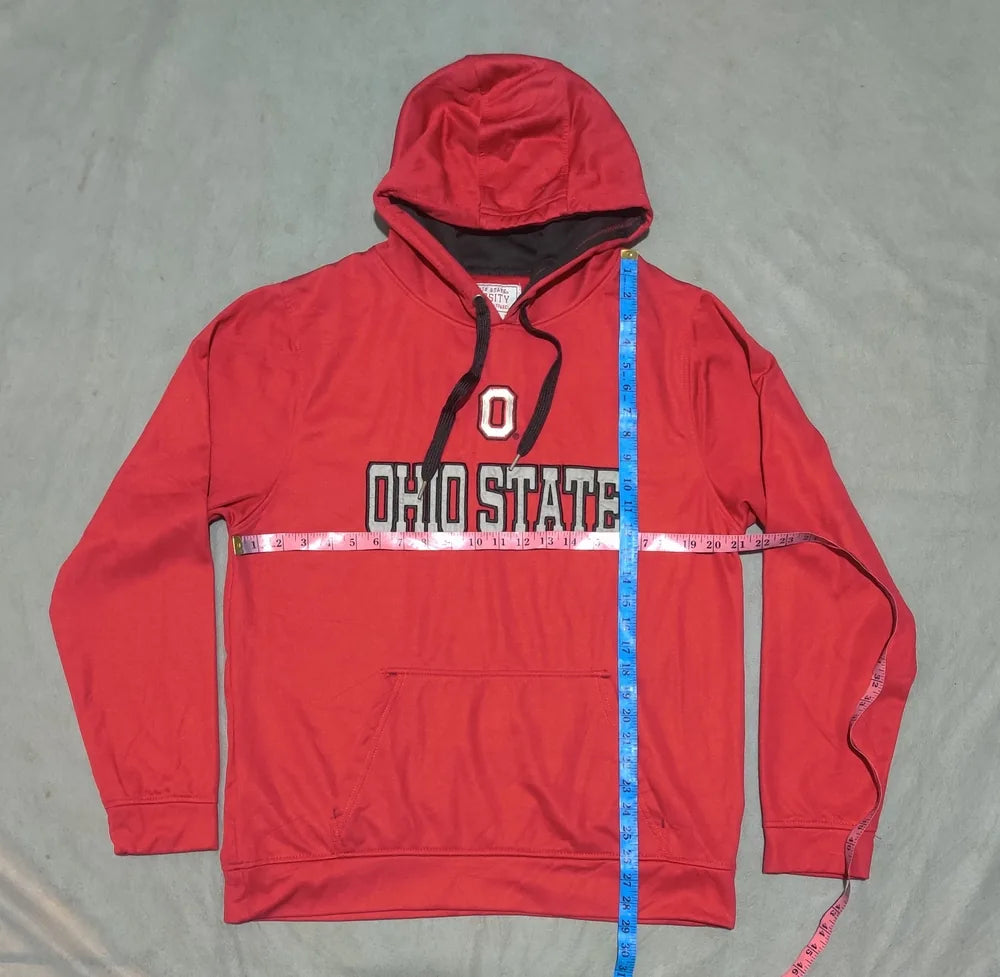 Varsity Men Polyester Red Orange Hoodie L