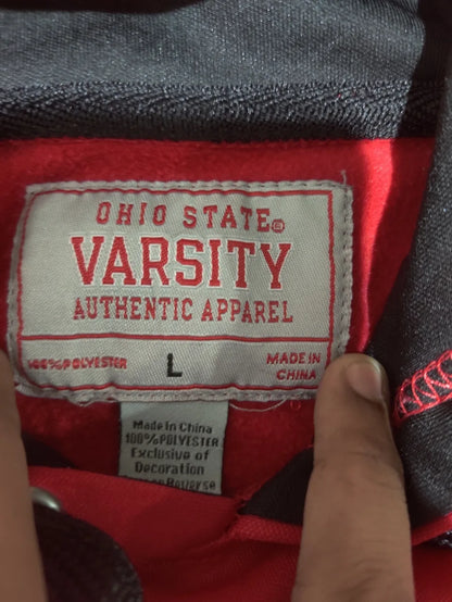 Varsity Men Polyester Red Orange Hoodie L