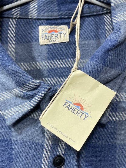 Faherty Blue Cotton Winter Shirt For Men X Large