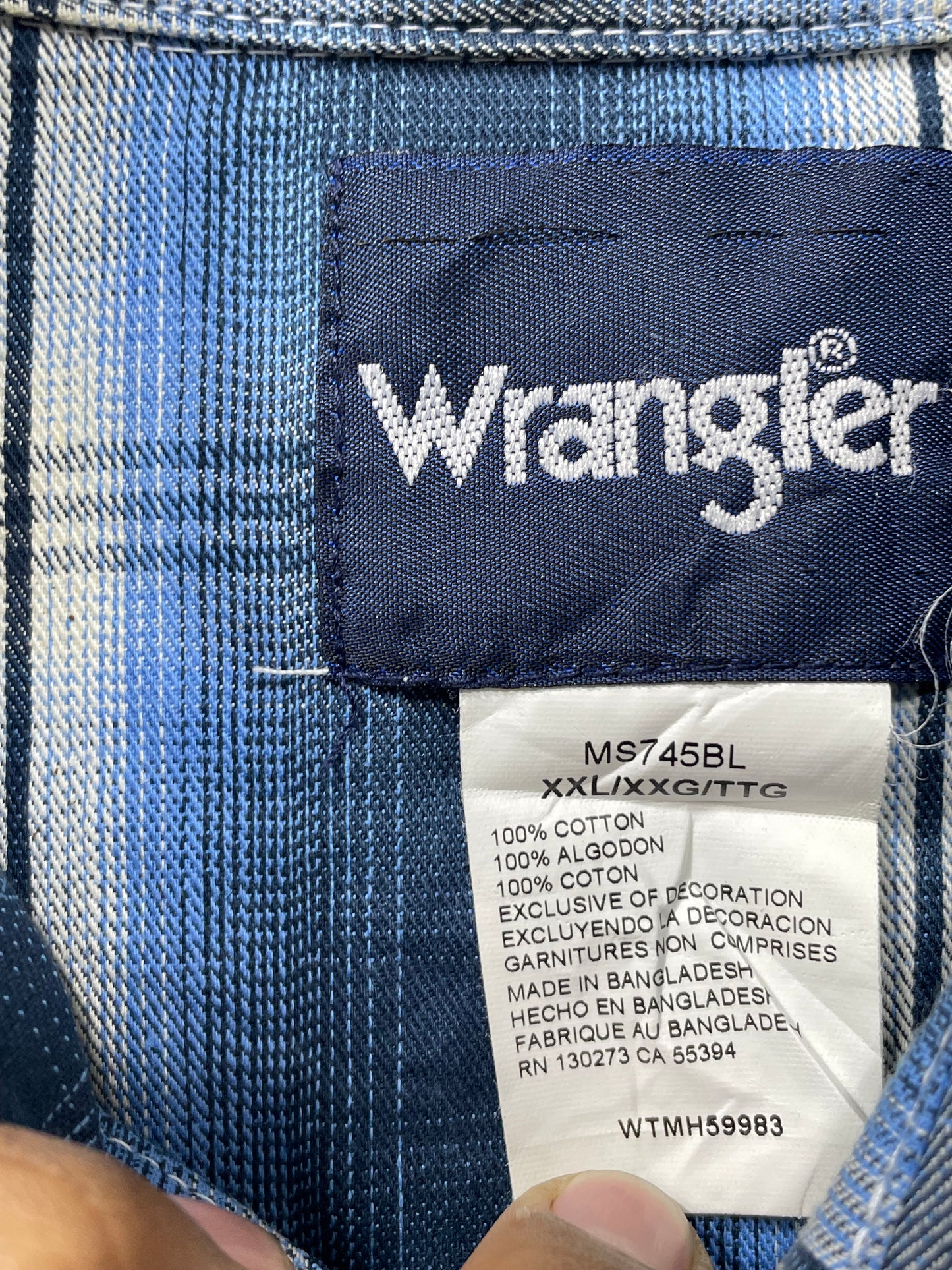 Wrangler Blue Cotton Shirt For Men XX Large