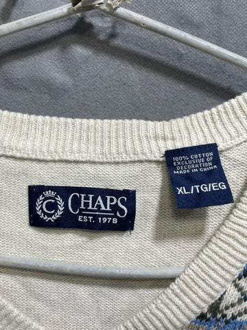 Chaps White For Winter Men Sweater X Large