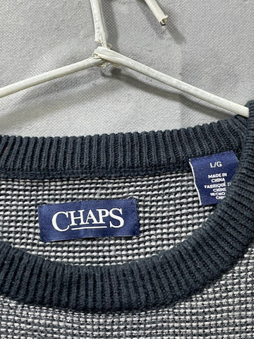 Chaps Blue & White Polyester For Men Sweatshirt L