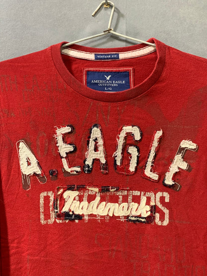 American Eagle Branded Original Red Cotton T Shirt For Men