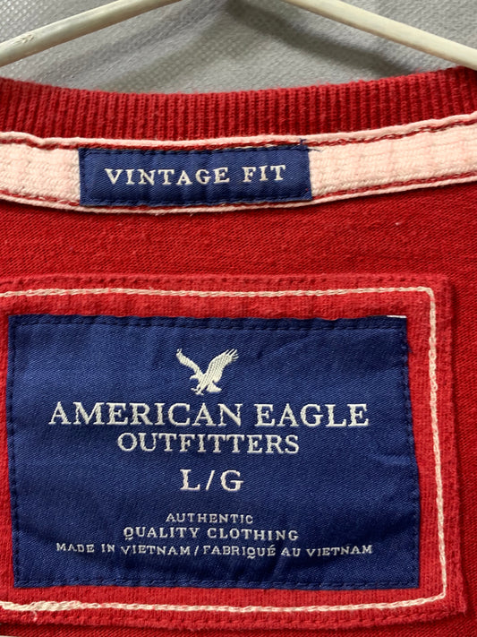 American Eagle Branded Original Red Cotton T Shirt For Men