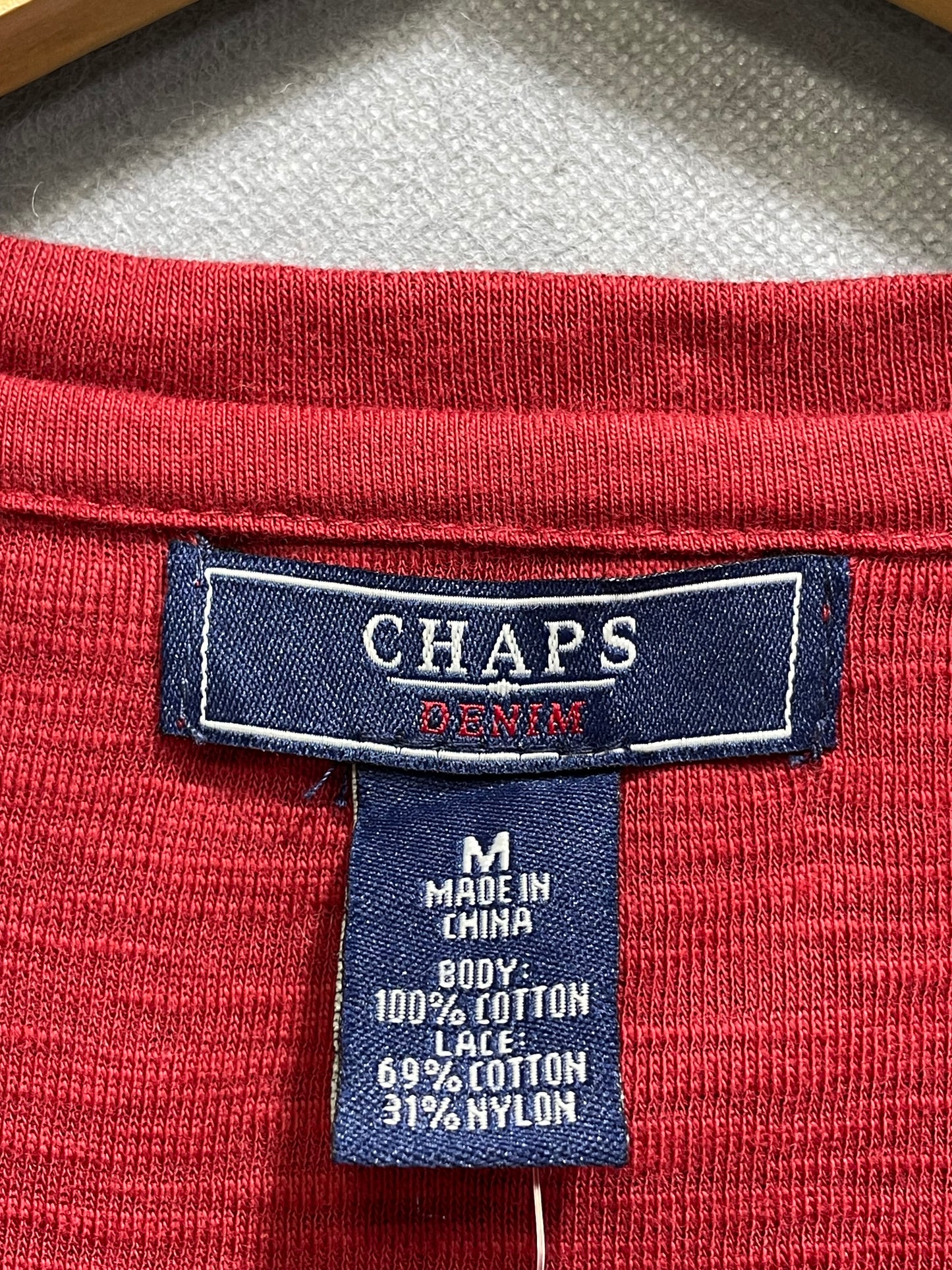 Chaps Red Cotton For Women T Shirt Medium