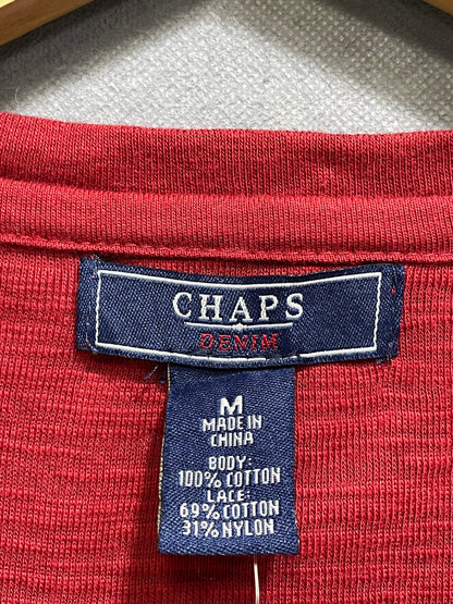 Chaps Red Cotton For Women T Shirt Medium