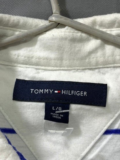 Tommy Hilfiger White Cotton Polo T Shirt For Men Large