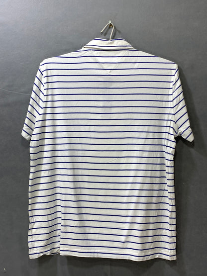 Tommy Hilfiger White Cotton Polo T Shirt For Men Large