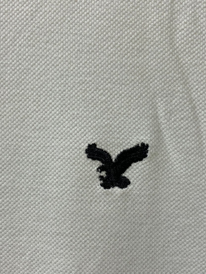 American Eagle White Cotton Polo T Shirt For Men Medium