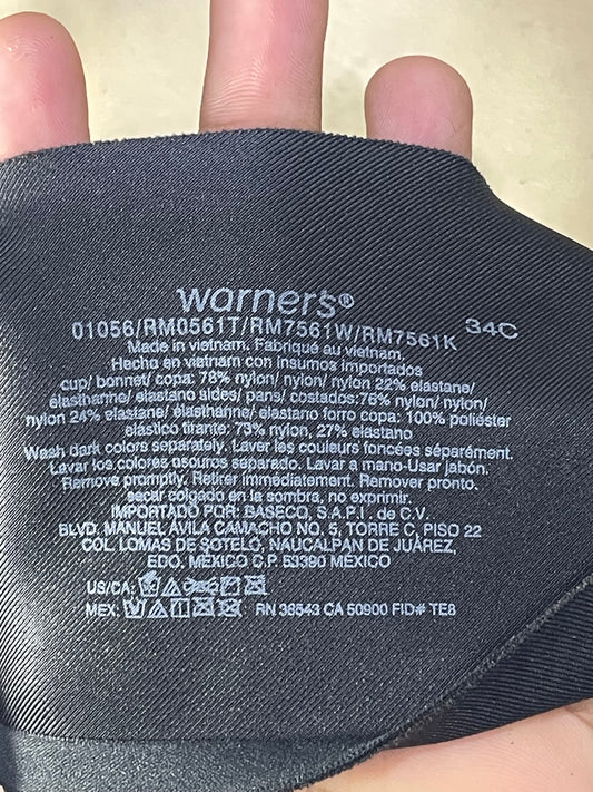 Warner's Black Sports Gym Bra For Women M