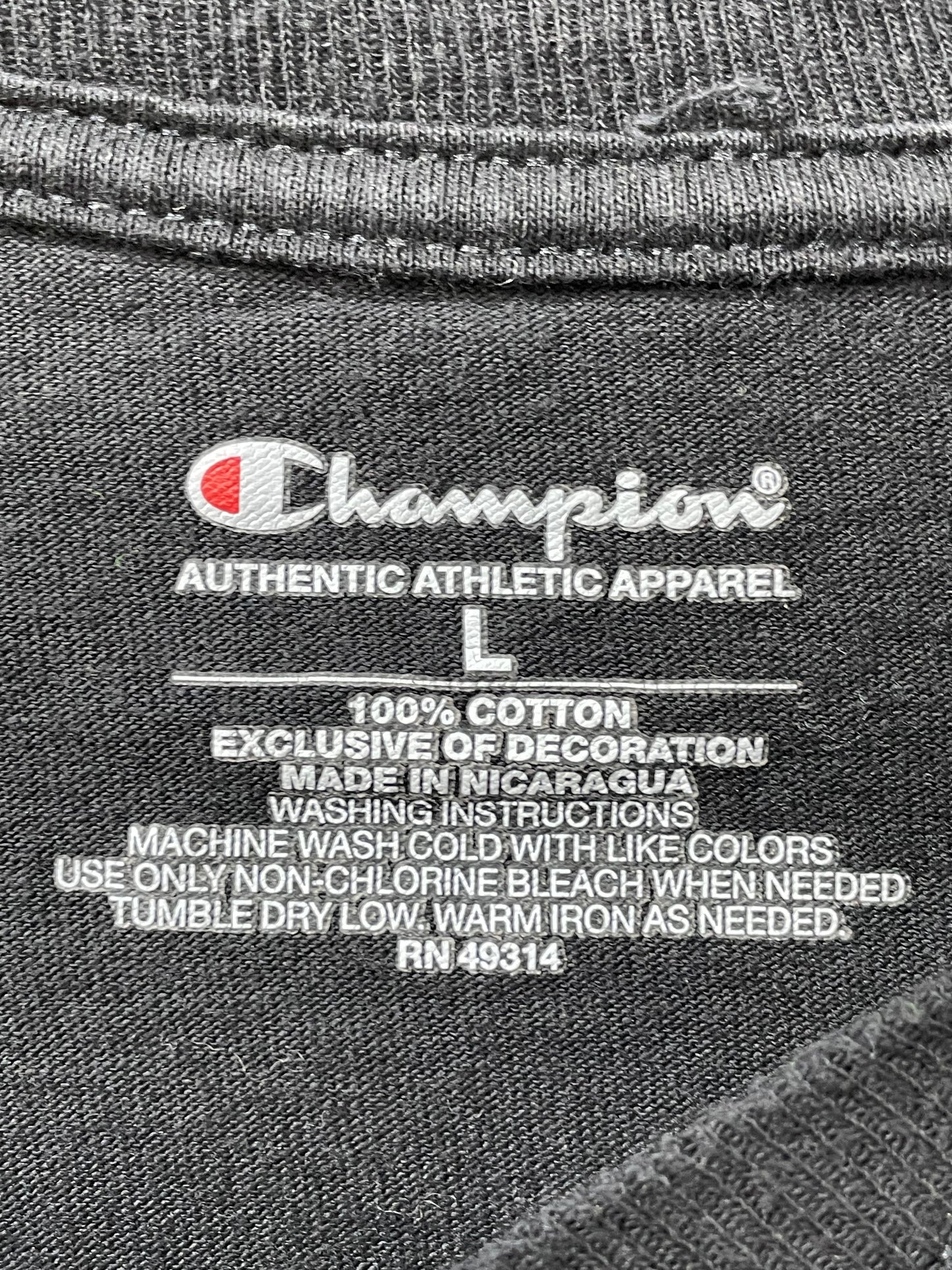 Champion Black Cotton T Shirt For Men Medium Large