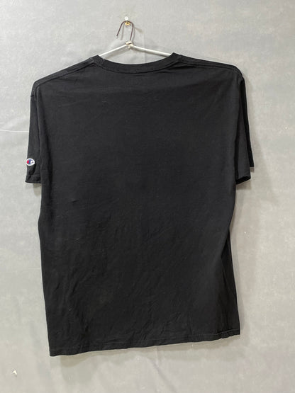 Champion Black Cotton T Shirt For Men Medium Large