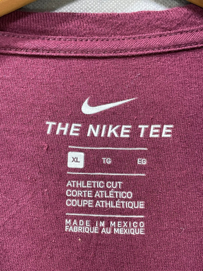 Nike The Tee Maroon Cotton T Shirt For Men Small