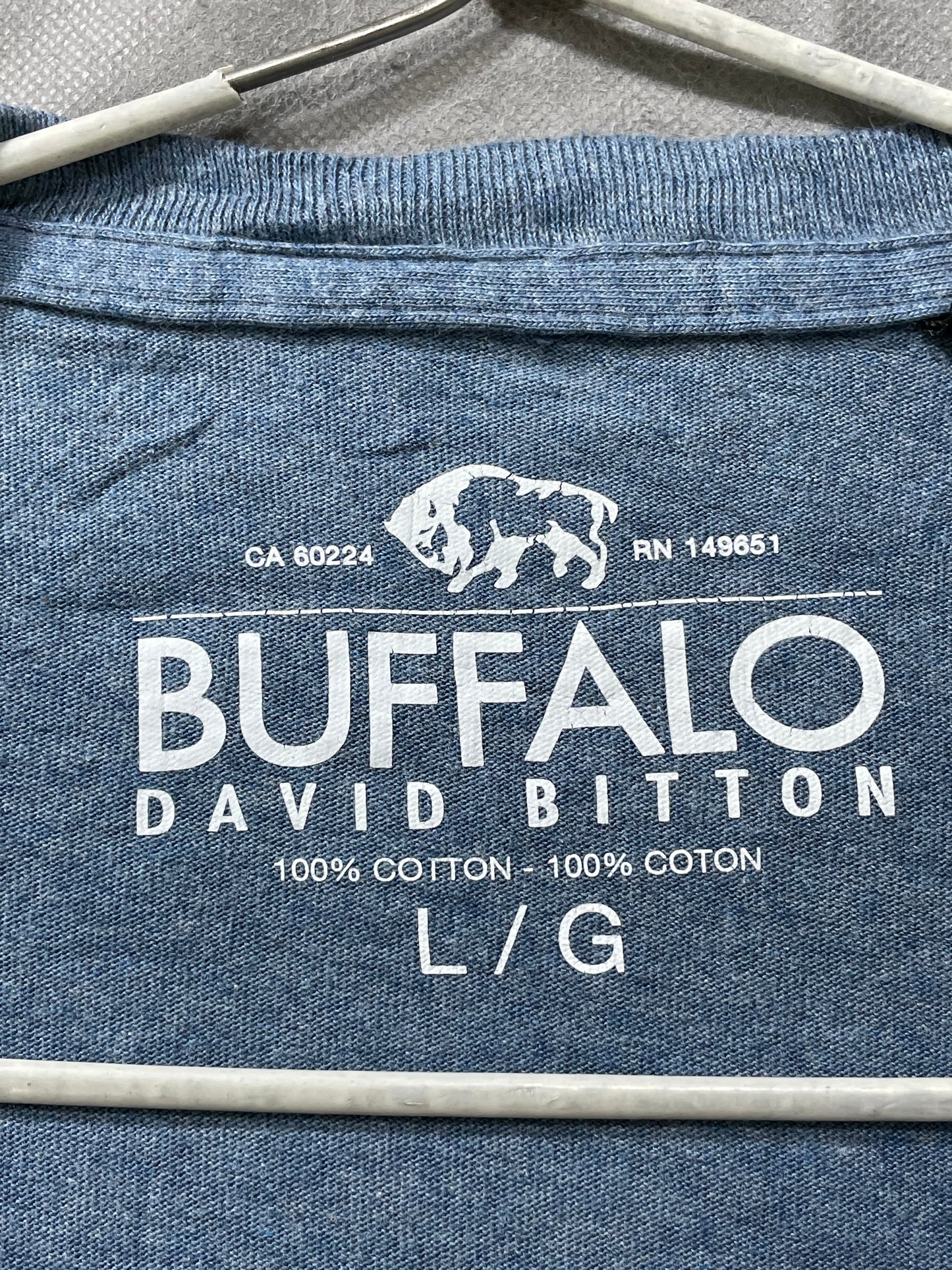 Buffalo Blue Cotton T Shirt For Men Large