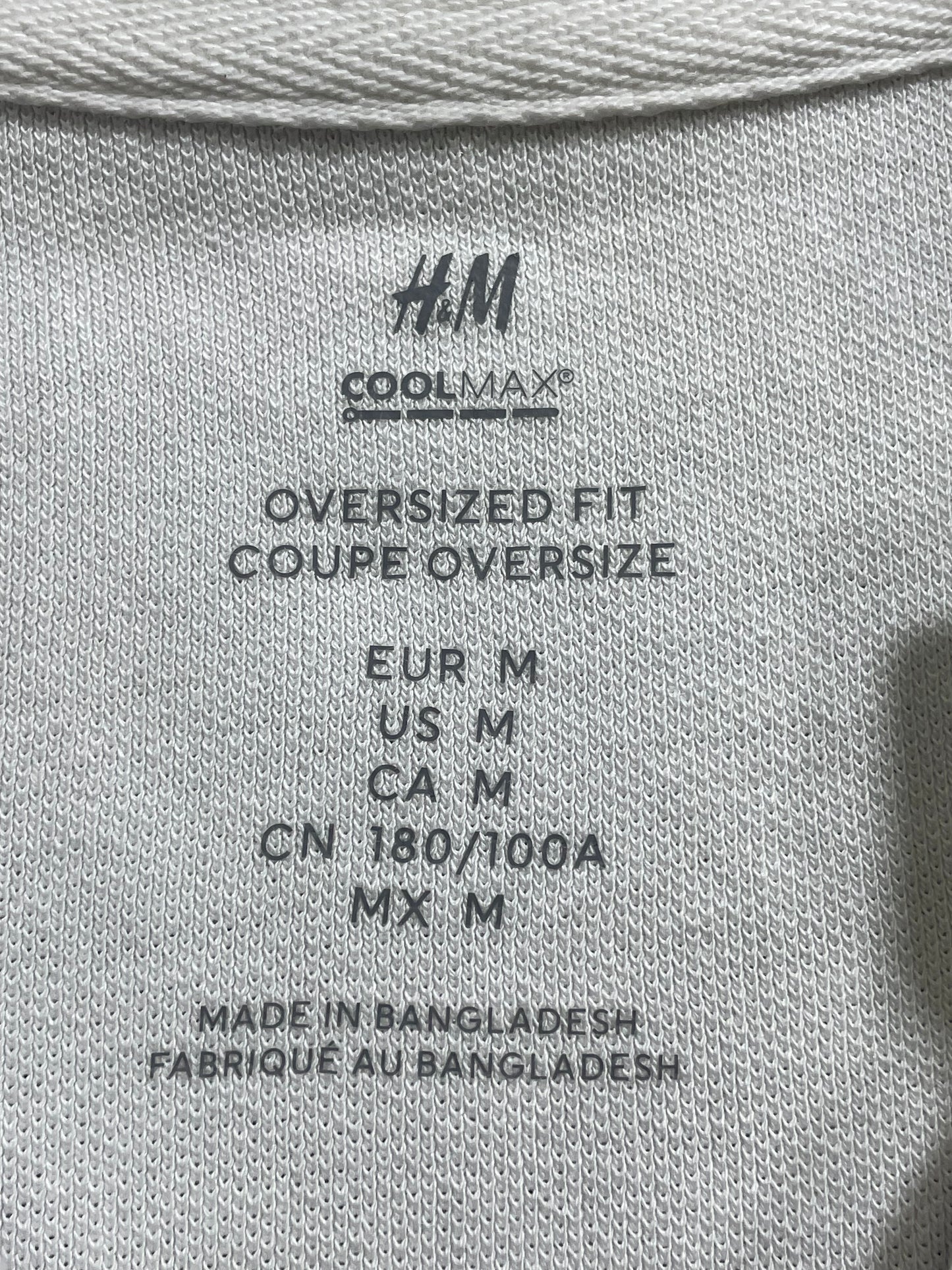 H&M White Cotton Polo T Shirt For Men X Large