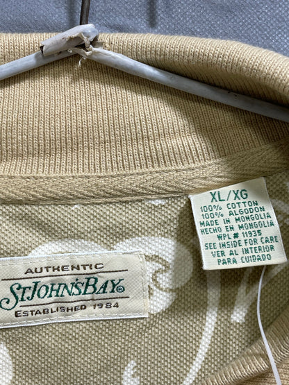 St John's Bay Cream Cotton Polo T Shirt For Men XX Large