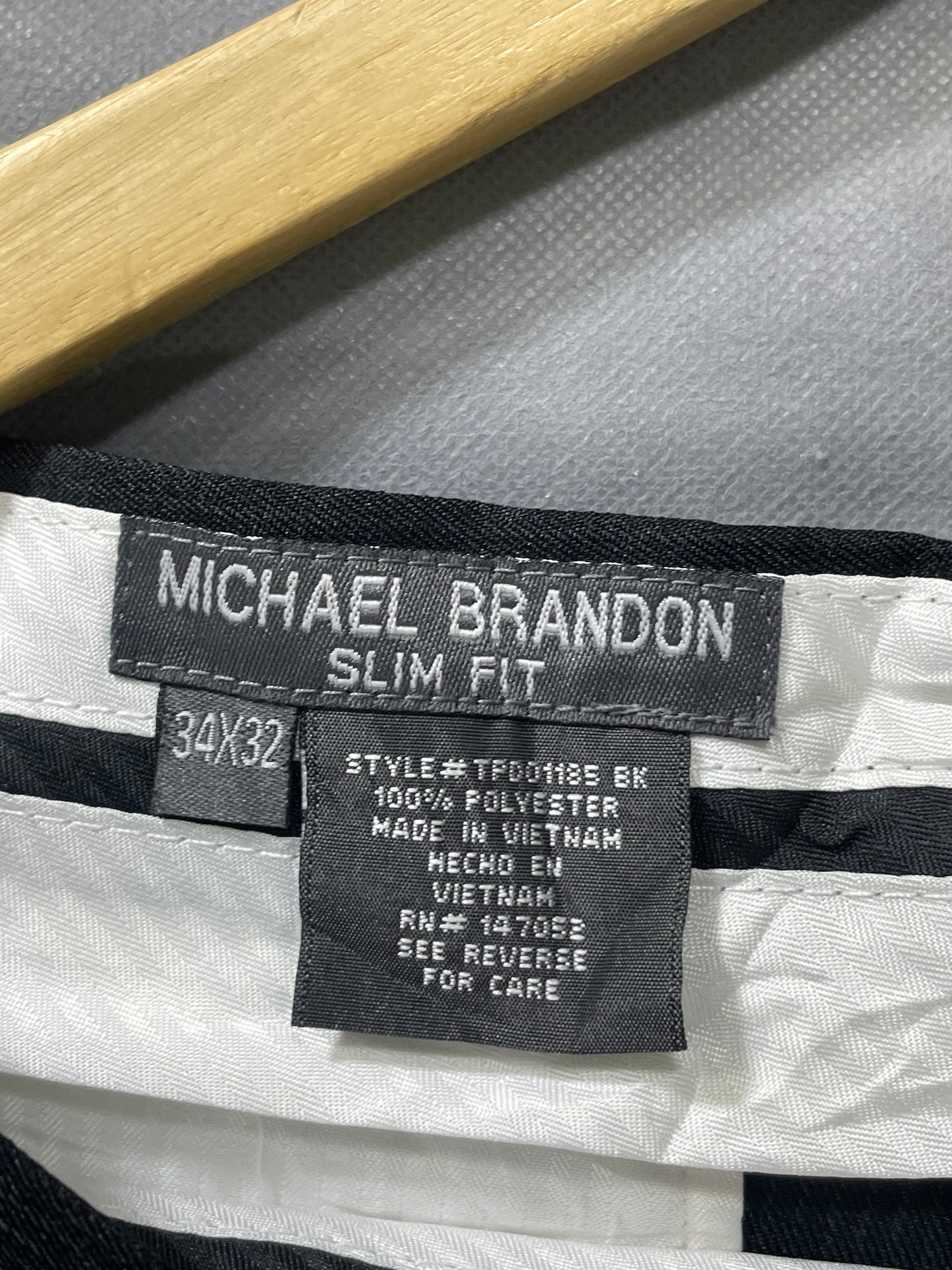 Michael Brandon Black Polyester Dress Pant For Men M