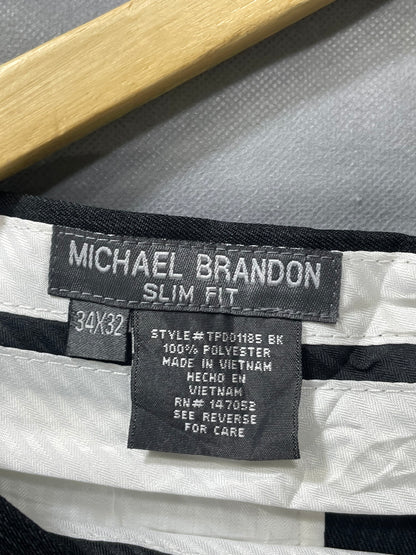 Michael Brandon Black Polyester Dress Pant For Men M