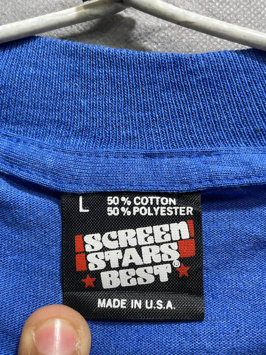 Screen Stars Best  Blue Cotton T Shirt For Men Large