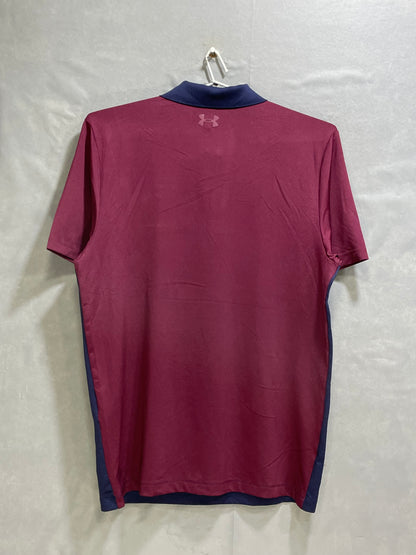 Under Armour Maroon Polyester Sport Polo T Shirt For Men Small