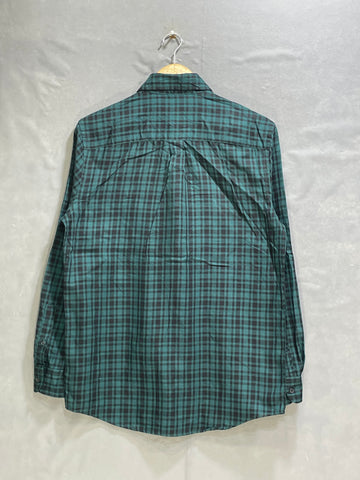 Chaps Green Cotton Shirt For Men Small