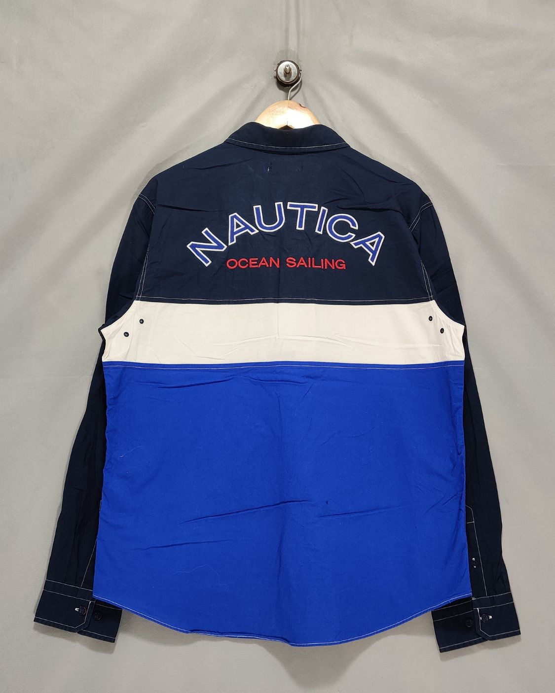 Nautica Blue Cotton Shirt For Men L