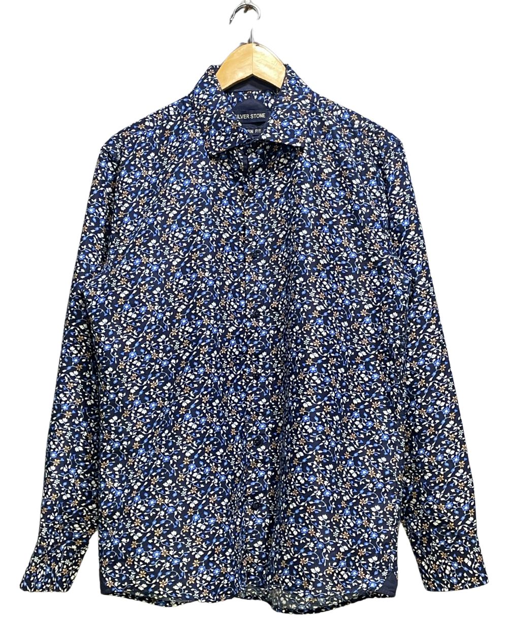 Silver Stone Blue Cotton Shirt For Men Large | Preloved Labels