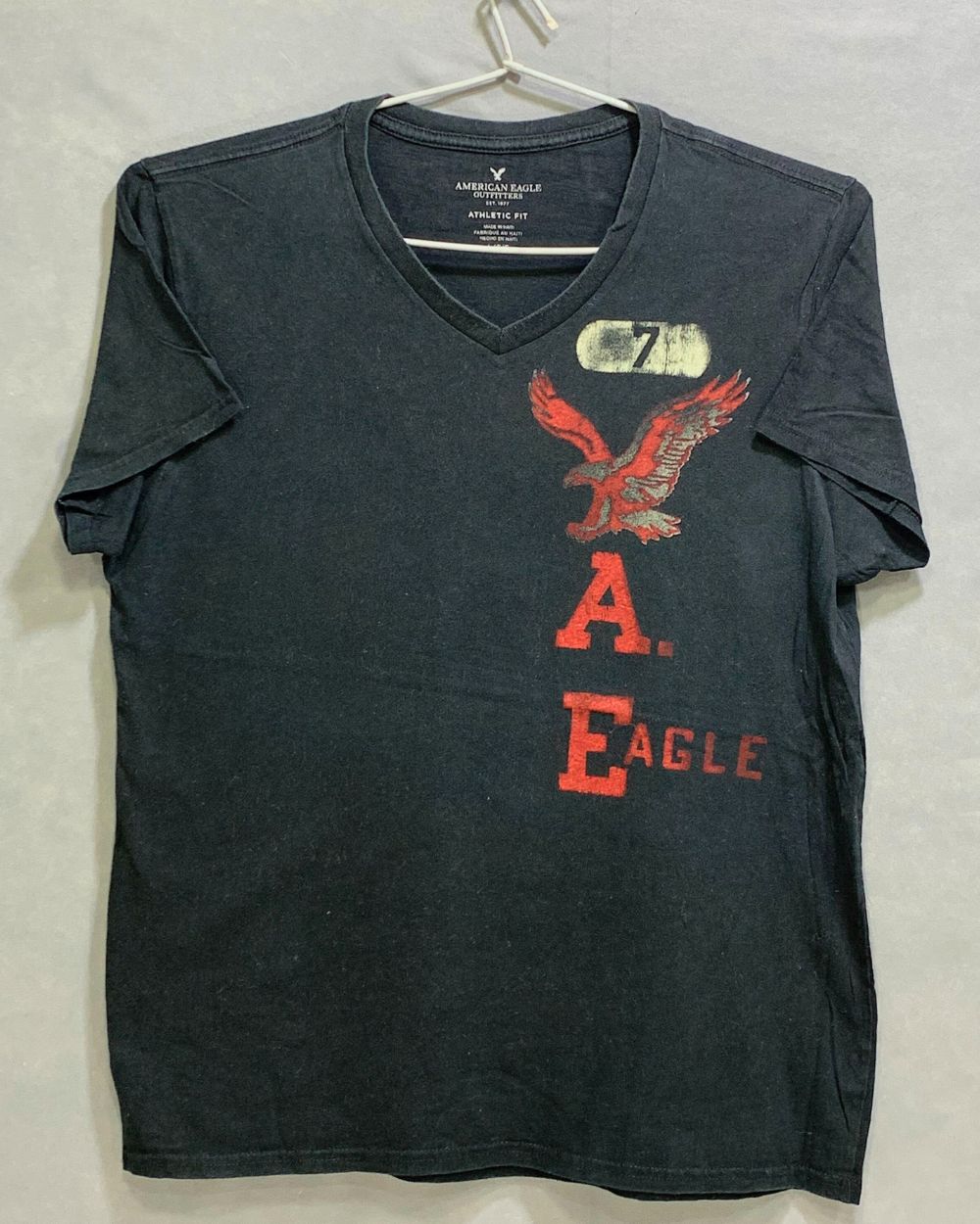 American Eagle Branded Original Black Cotton T Shirt For Men