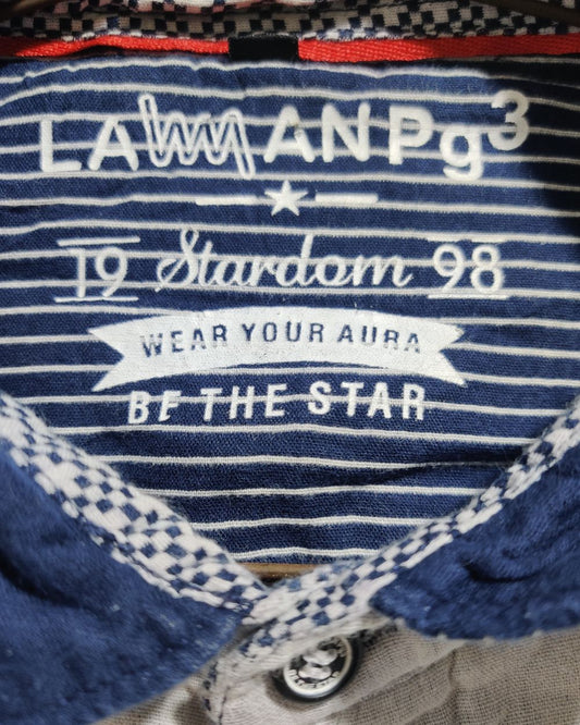 Lawman Pg3 Blue Cotton Shirt For Men Medium