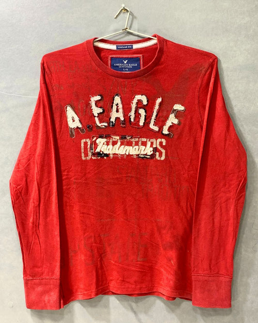 American Eagle Branded Original Red Cotton T Shirt For Men