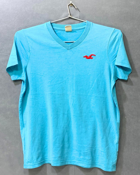 Hollister Branded Original Blue Cotton T Shirt For Men Medium