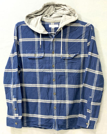 Aeropostale Blue Cotton Winter Hood Shirt For Men M