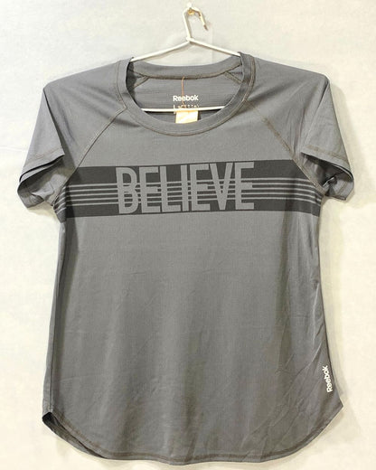 Reebok Gray Sports For Women T Shirt L