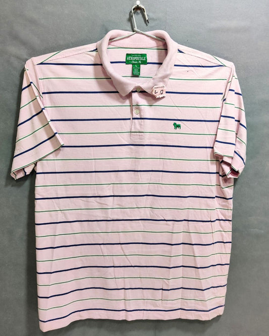 Aeropostale Pink Cotton Polo T Shirt For Men L