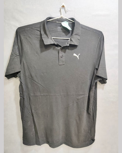 Puma Black Cotton Polo T Shirt For Men L