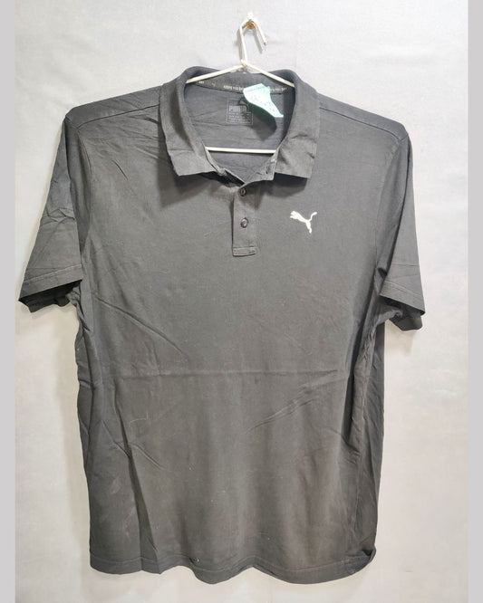 Puma Black Cotton Polo T Shirt For Men L